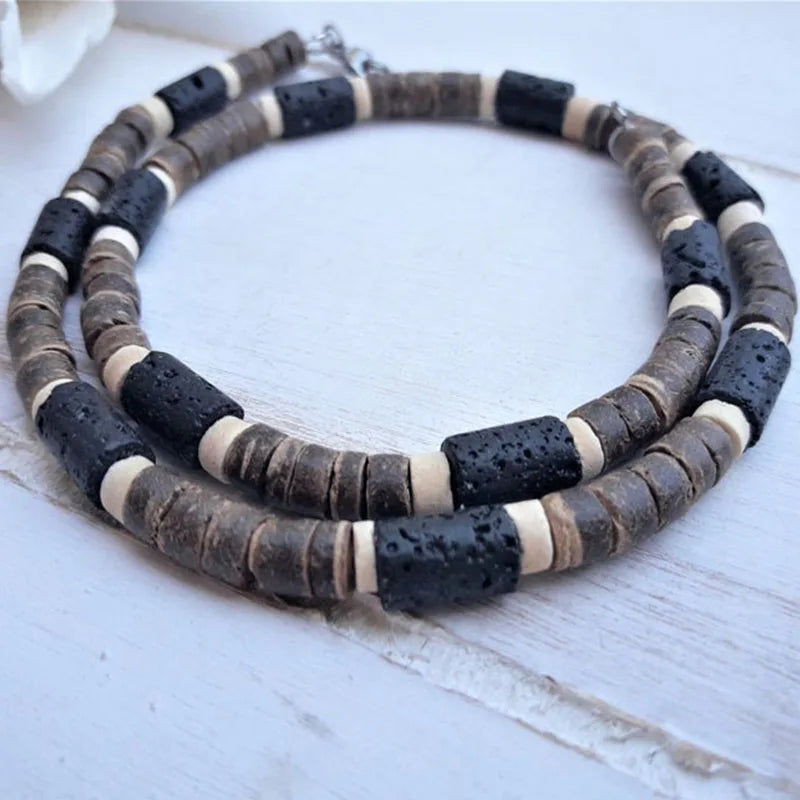 Mens Beaded Necklace African Necklace Surfer