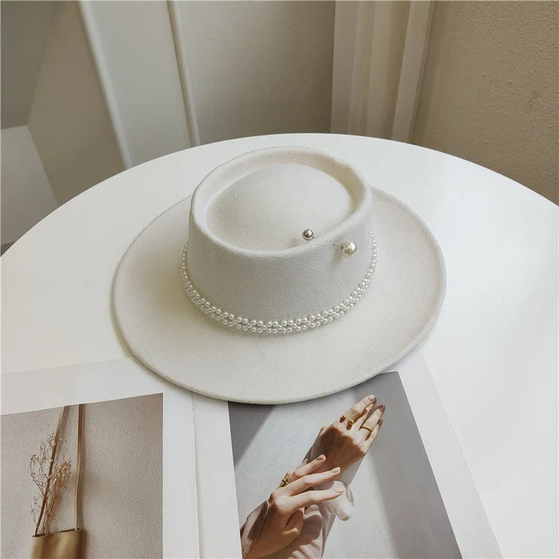 Pearl Chain Fedora High Fashion