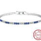 JEWELS 925 Sterling Silver Blue and Clear Crystal Tennis Bracelet