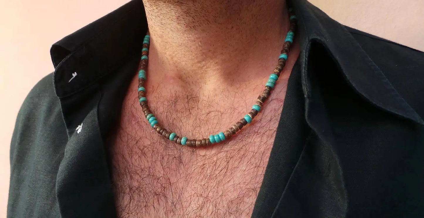 Mens Beaded Necklace African Necklace Surfer