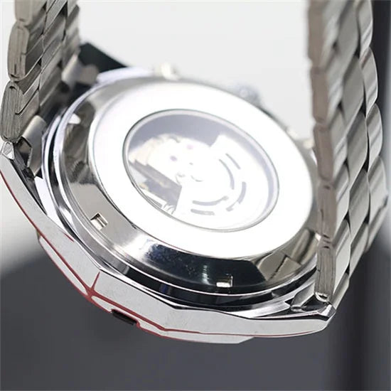 Men's Stainless Steel Skeleton Hand-Winding Watch