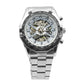 Men's Stainless Steel Skeleton Hand-Winding Watch