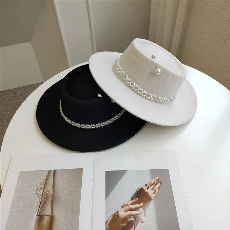 Pearl Chain Fedora High Fashion