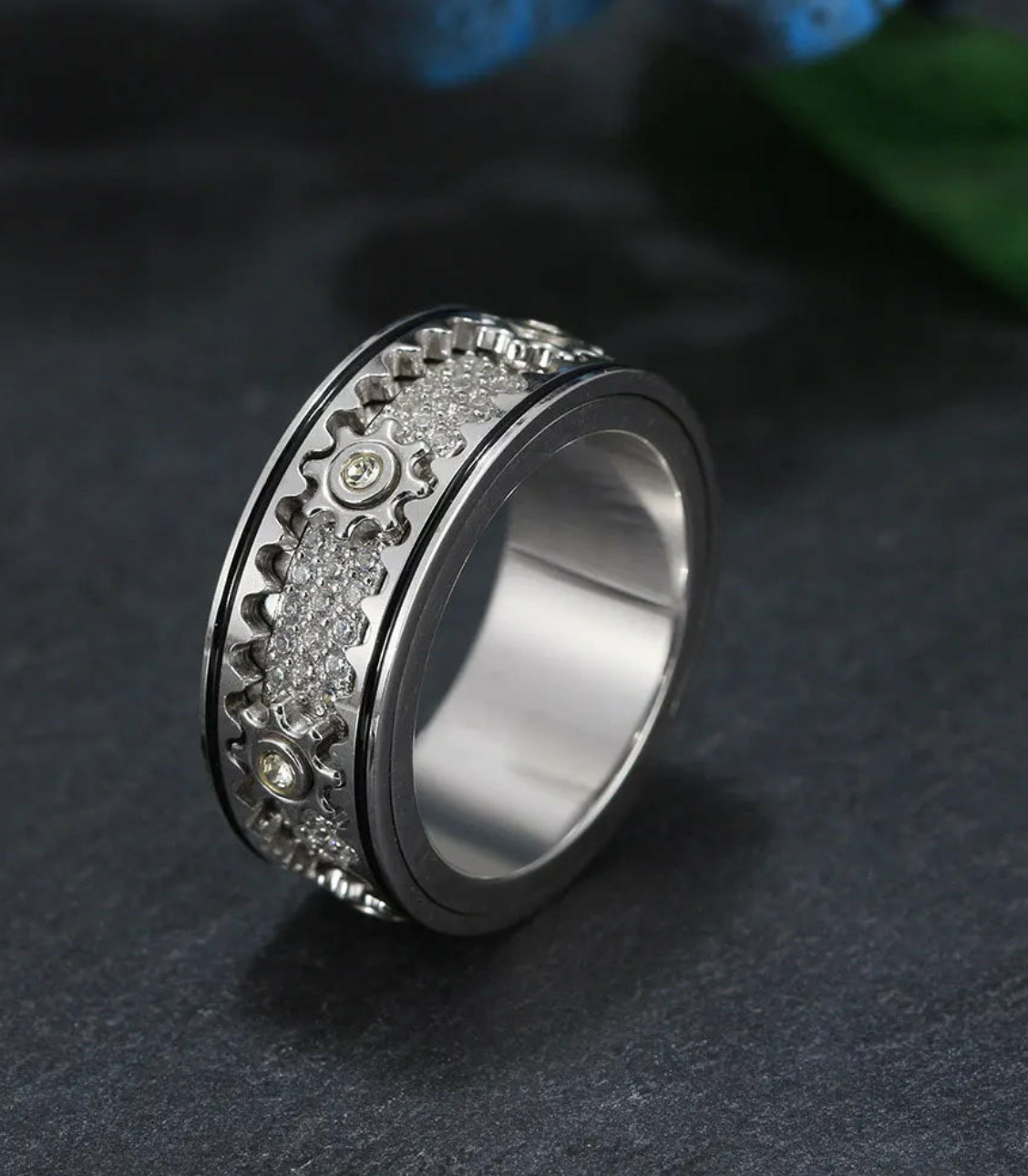 Genuine 925 Sterling Silver Rotating Gear Rings