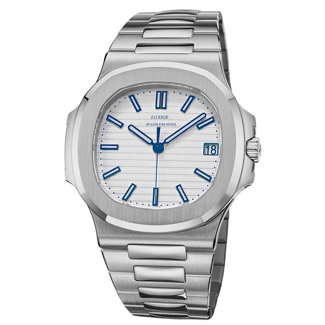 Watch Men Stainless Steel Case Strap Top Luxury watch Blue White