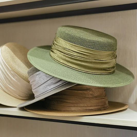 Vintage M Letter Straw Sun Hat