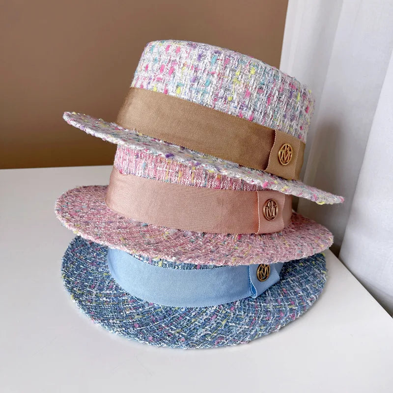 Pearl Pink Tweed Fashion Hat