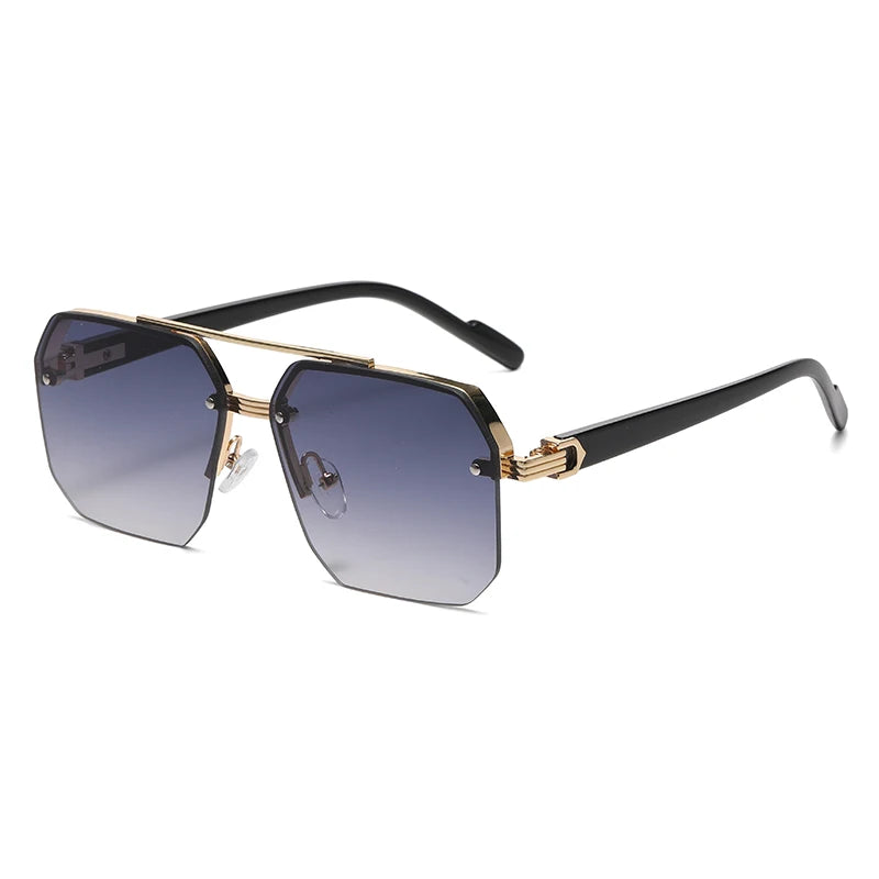 Men's Metal Sunglasses Square Half Frame