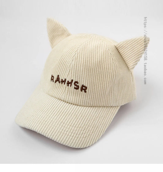 Sweet Corduroy Baseball Cap - Korean Style Letters