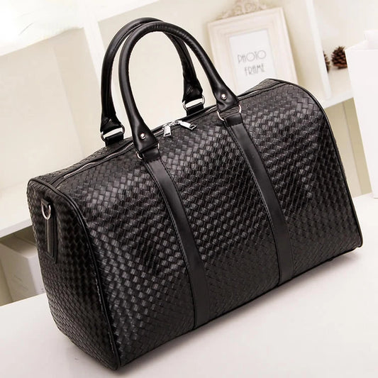 Large Capacity Woven Travel Bag - Black