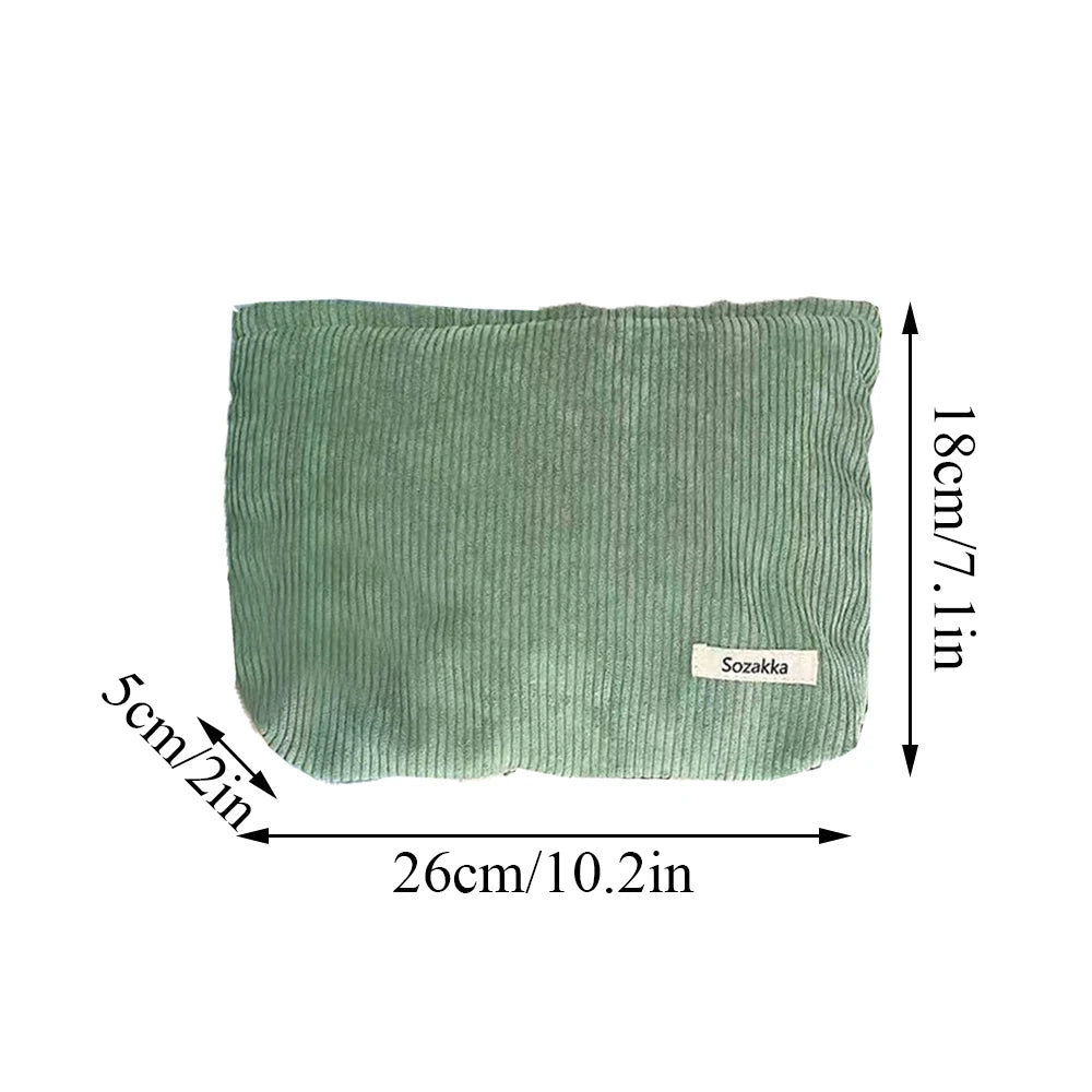 High Capacity Corduroy Travel Cosmetic Bag