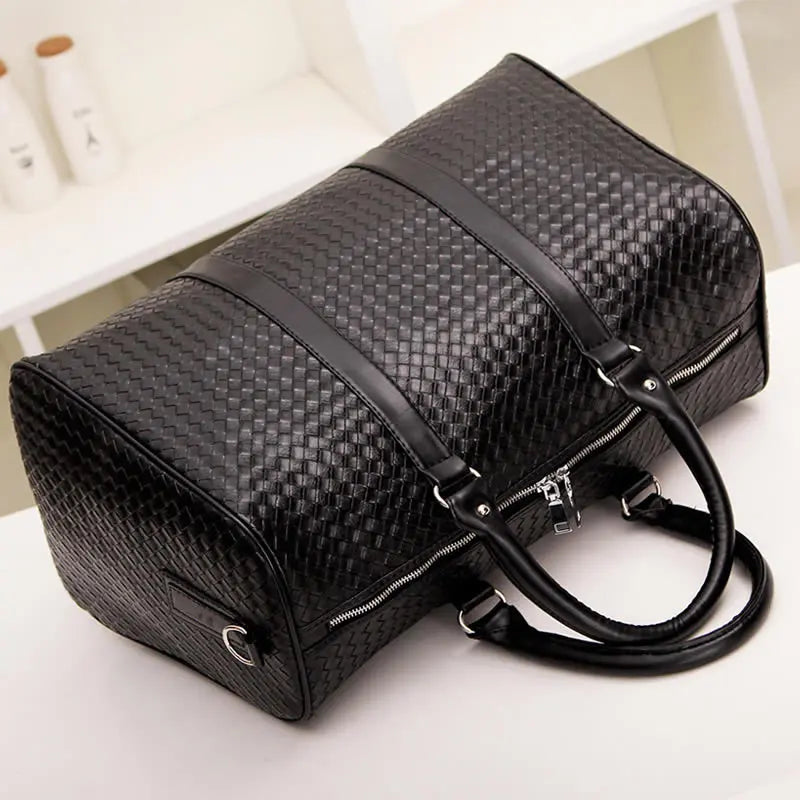 Large Capacity Woven Travel Bag - Black