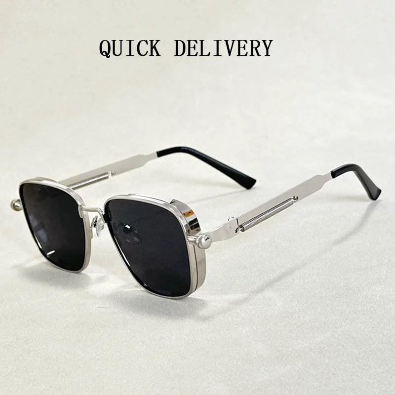 Vintage Steampunk Square Sunglasses 2024