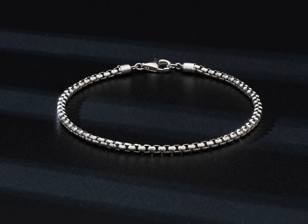 JEWELS Genuine Italian Round Box Chain Bracelet