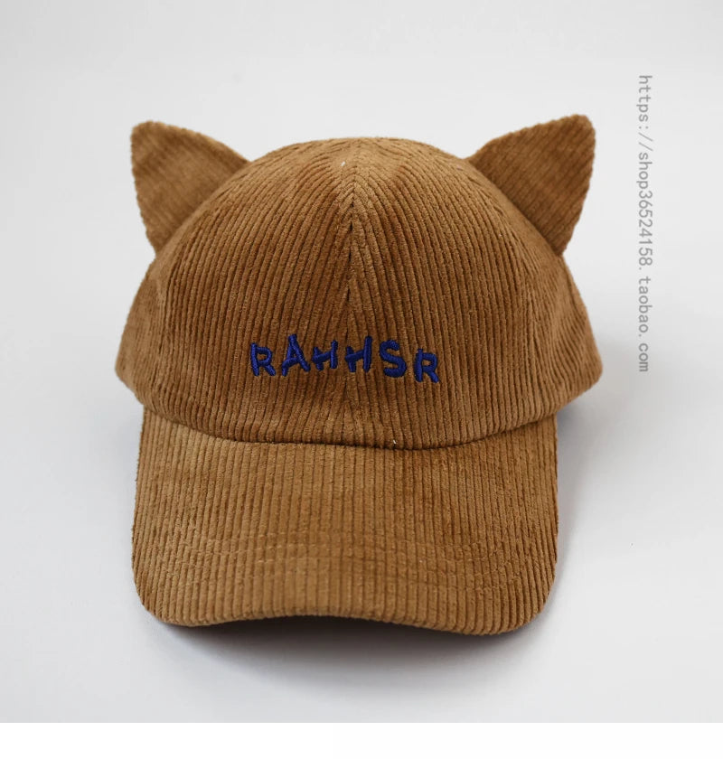 Sweet Corduroy Baseball Cap - Korean Style Letters