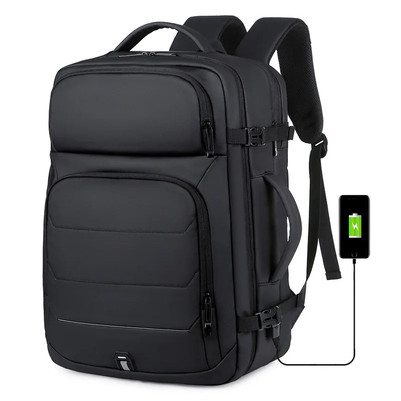 40L Expandable Backpacks USB Charging Port 17 inch Laptop Waterproof