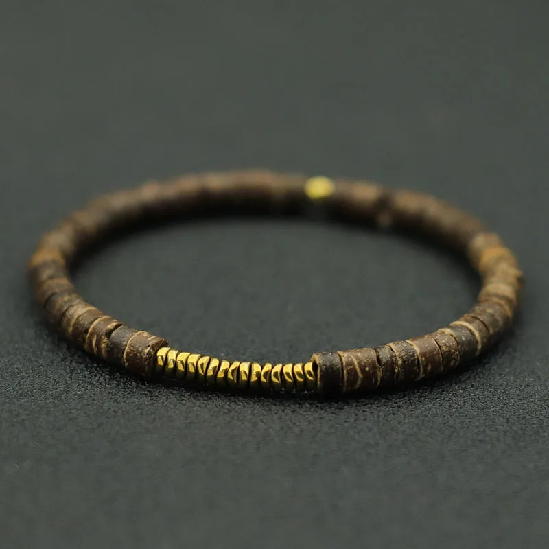 New 4mm Bracelet Men Antique Gold Color Hematite Stone Braclet