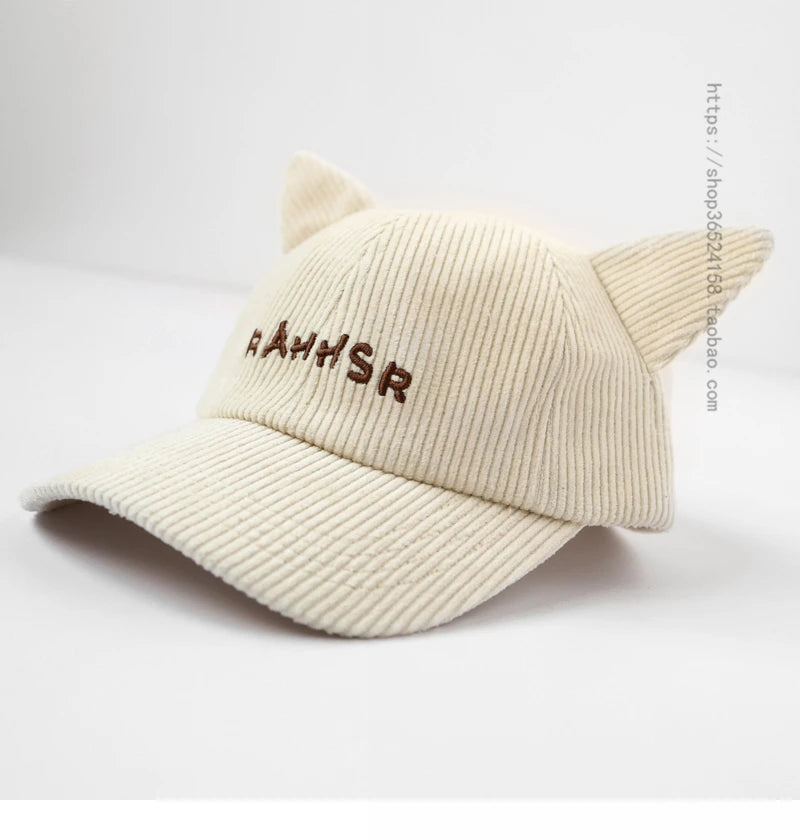 Sweet Corduroy Baseball Cap - Korean Style Letters