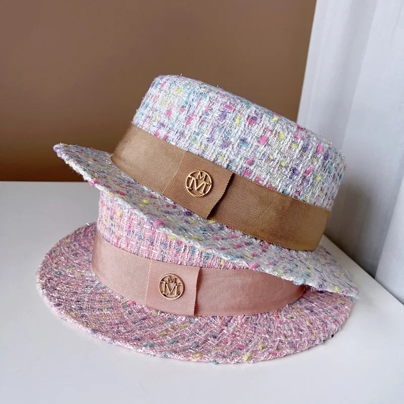 Pearl Pink Tweed Fashion Hat