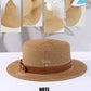 Summer Flat Top Straw Hat - Sunshade Sunscreen