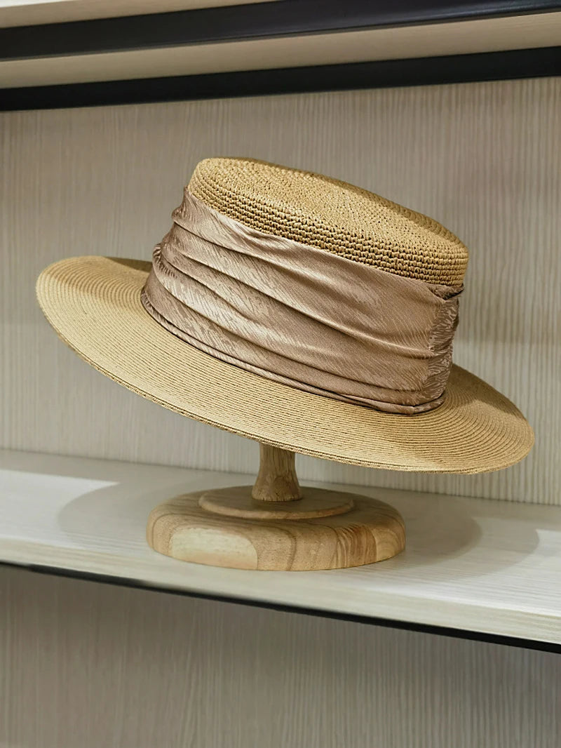 Vintage M Letter Straw Sun Hat