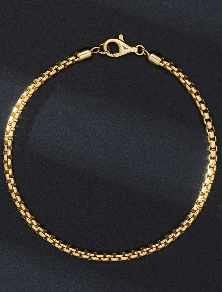 JEWELS Genuine Italian Round Box Chain Bracelet