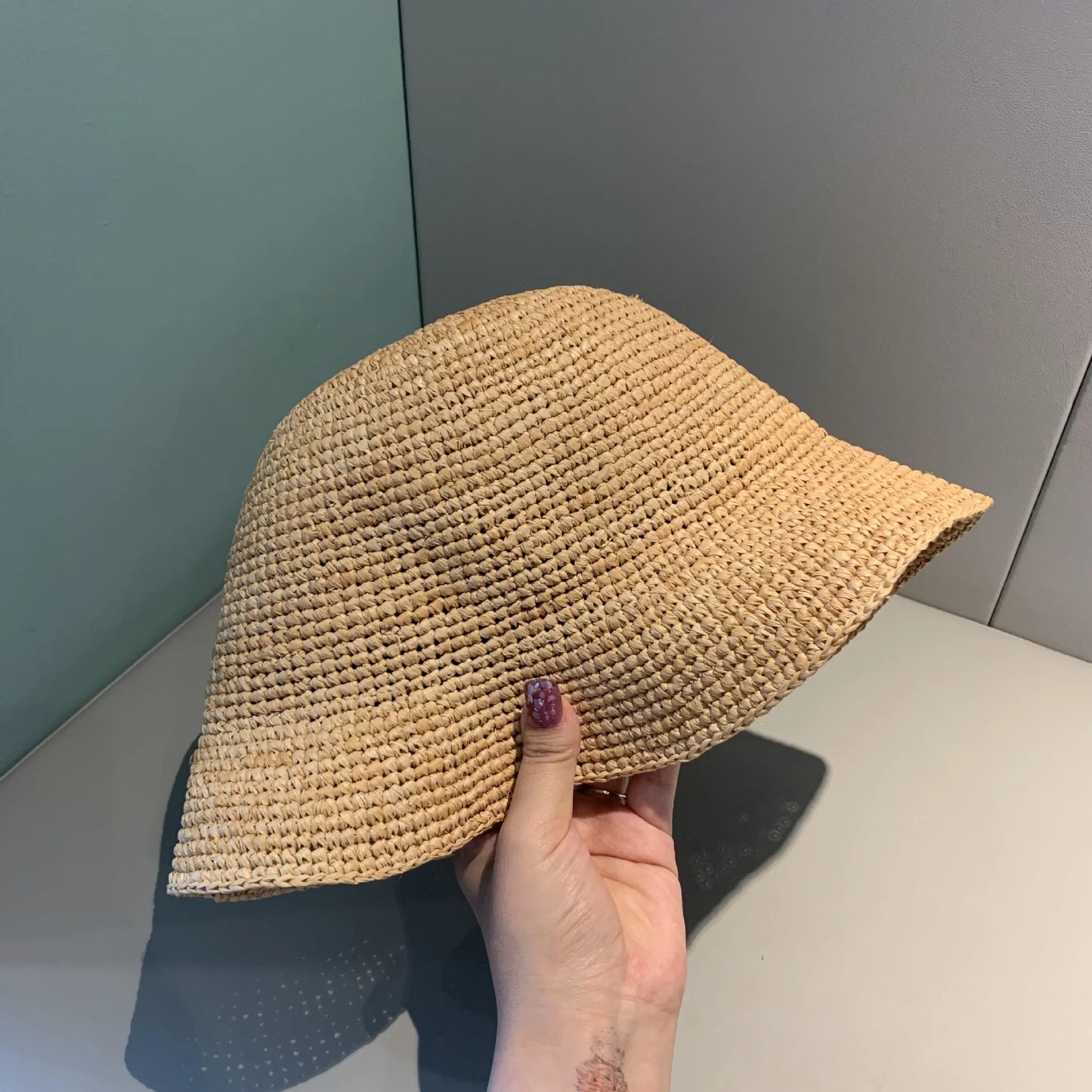 Natural Raffia Straw Bucket Hat