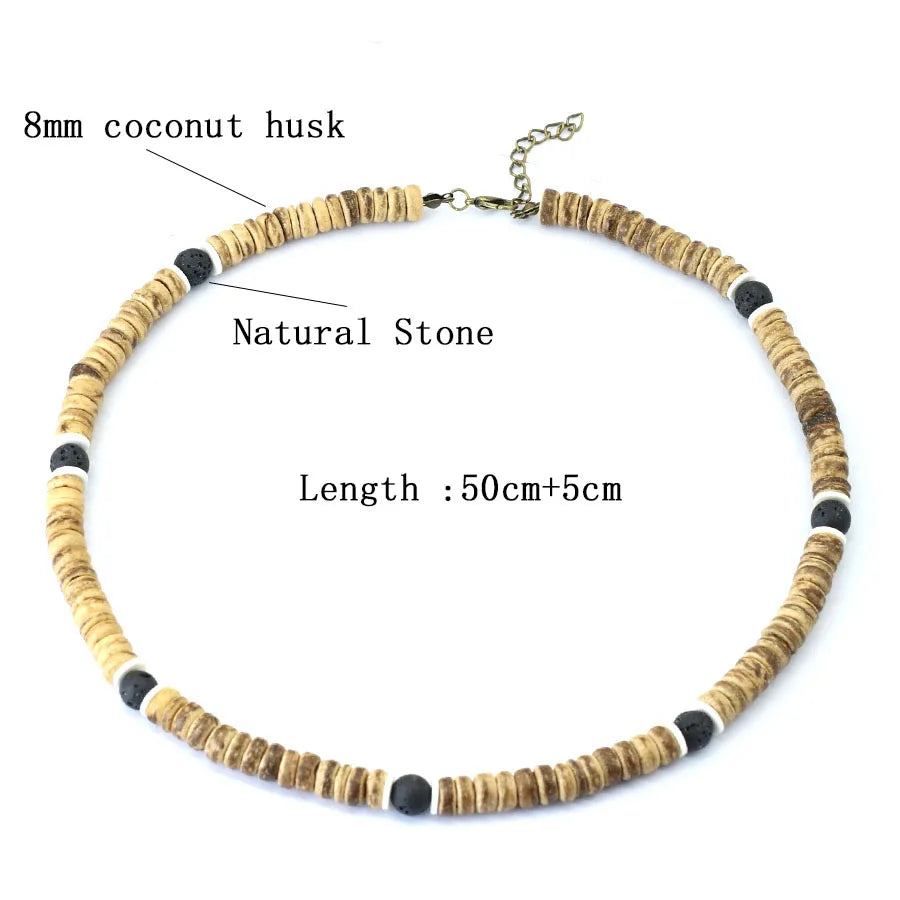 Fashion Mens Necklace Natural Coconut Husk Wooden Collar