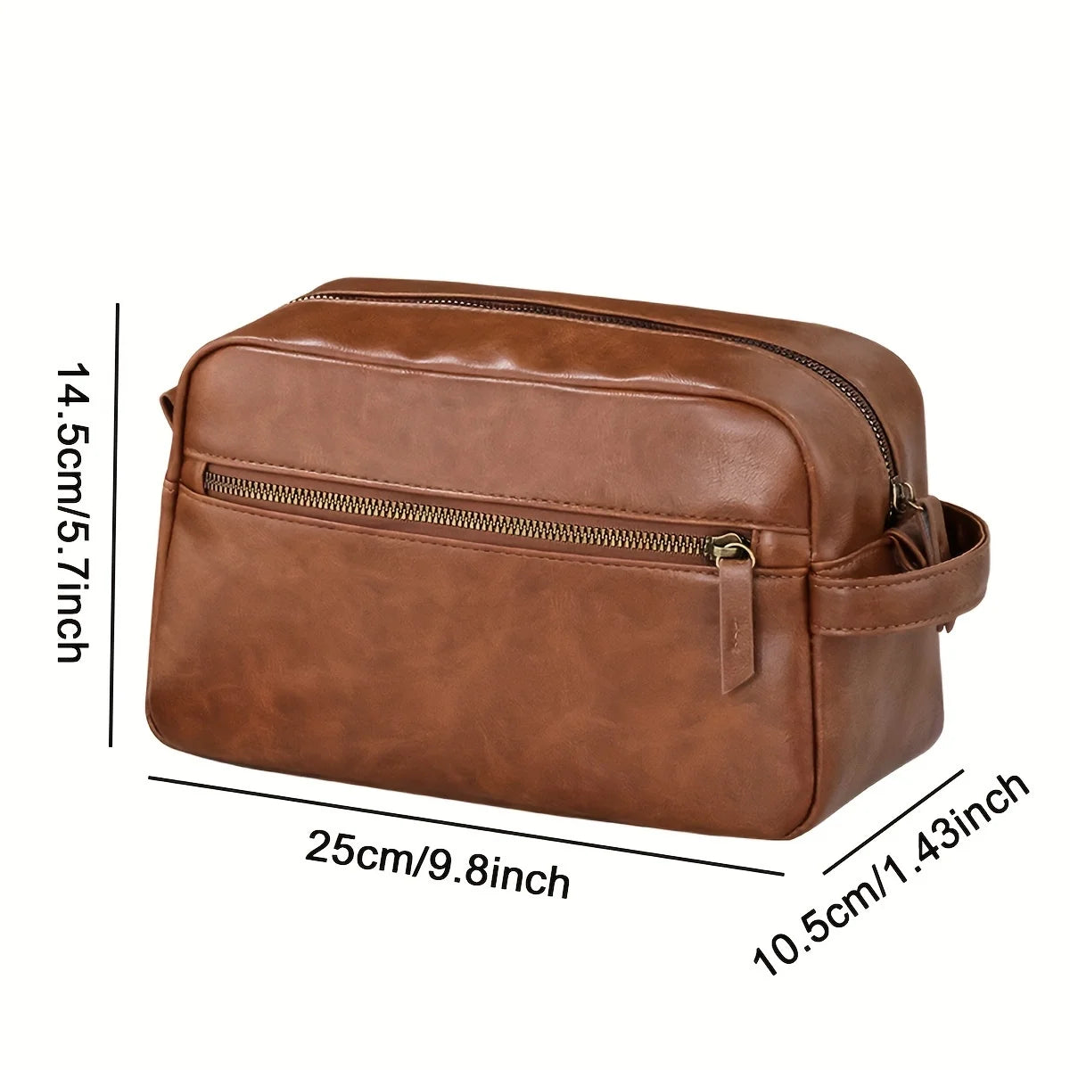 Men Business Travel Wash Toiletry Bag Waterproof PU Leather