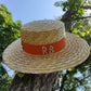 Women's Wide Brim Straw Hat with Water Diamond Accents