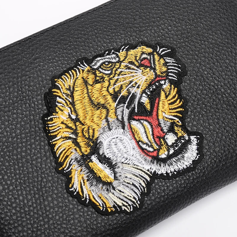 Tiger Head Pattern Business Men Clutch Bag High Quality Soft PU Leather