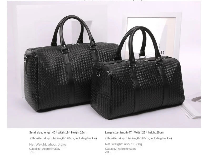 Large Capacity Woven Travel Bag - Black